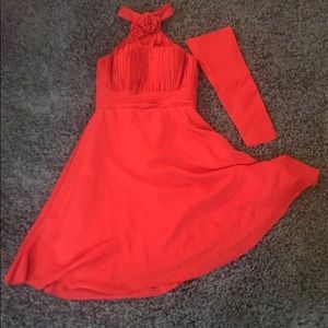Red Halter Dress with Laced up back